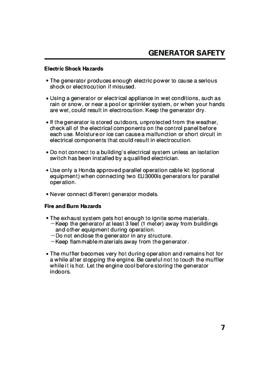 Honda generators eu3000is owners manual #2