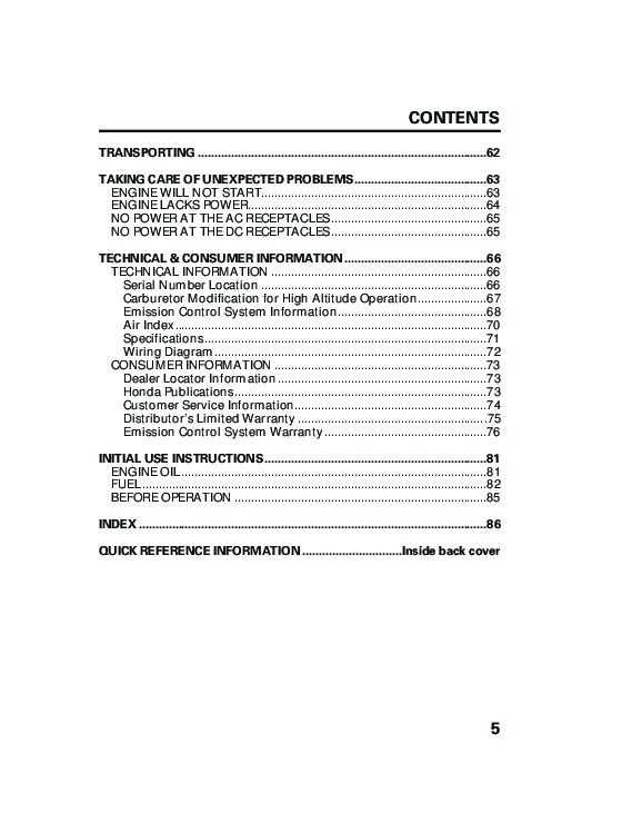 Owners manual for honda eu2000i generator #1