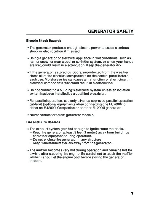 Honda eu200i generator owners manual #7