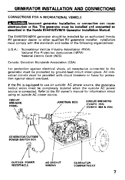 Honda rv generator ev6010 service manual