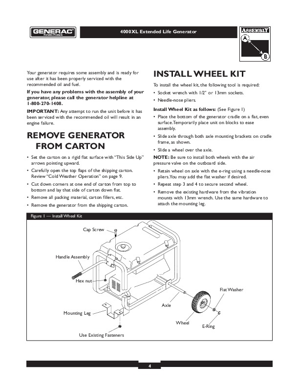 Generac 4000Xl Generator Parts Manual