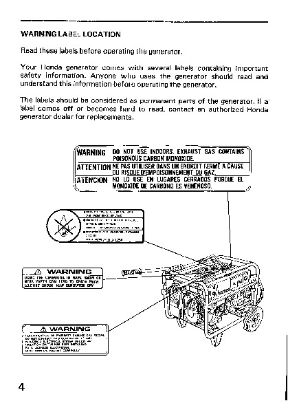 Honda em5000sx owners manual
