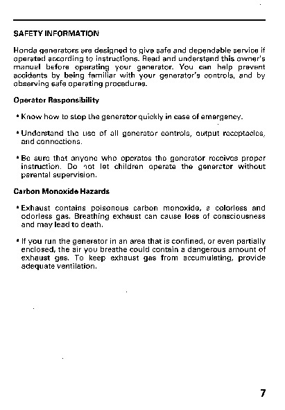 Em5000sx honda generator manual #2