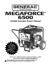 Generac Megeforce 6500 Generator Owners Manual page 1