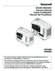 Honeywell HW1000i HW2000i Generator Owners Manual page 1