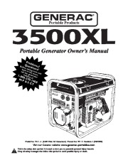 Generac 3500XL Generator Owners Manual page 1