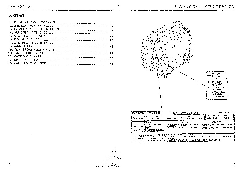 Honda Generator Service Manuals