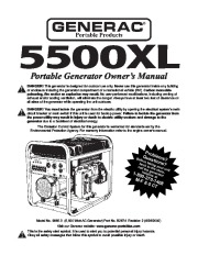 Generac 5500XL Generator Owners Manual page 1