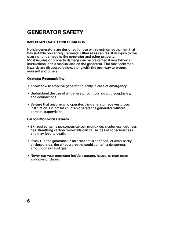 Owner's Manuals | Honda Generators EU Series