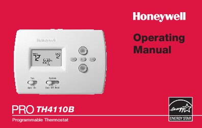Honeywell PRO TH4110B Programmable Thermostat Operating Manual