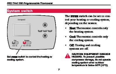 Honeywell PRO TH4110B Programmable Thermostat Operating Manual