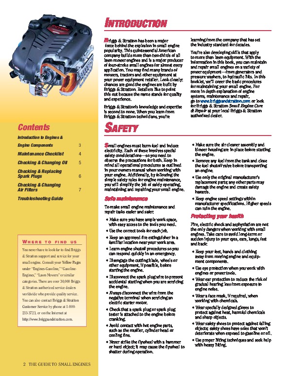 Briggs And Stratton Small Engine Care And Repair Generator Manual page ...