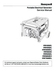 Honeywell HW4000L HW5500L HW 5600C HW6200 HW6850 HW7500EL Generator Service Manual page 1